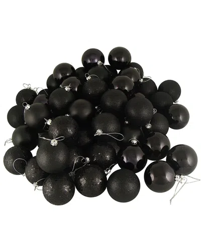 Northlight 60ct Jet Black Shatterproof 4-finish Christmas Ball Ornaments