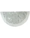 Northlight 60in Silver Sequin Snowflake With White Faux Fur Border Christmas Tree Skirt