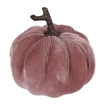Northlight 6.25" Pink Velour Pumpkin Fall Harvest Thanksgiving Tabletop Decor In Brown