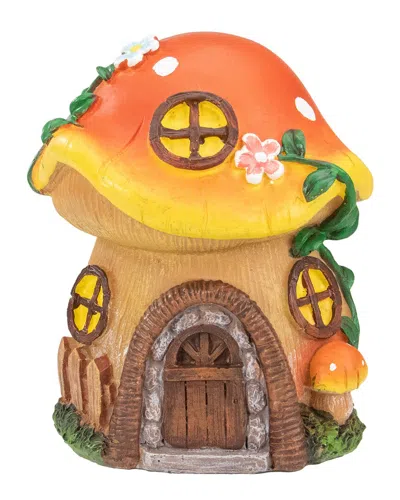 Northlight 6.25in Mushroom House Outdoor Garden Statue In Orange