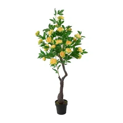 Northlight 63in Yellow And Green Peony Flower Artificial Tree
