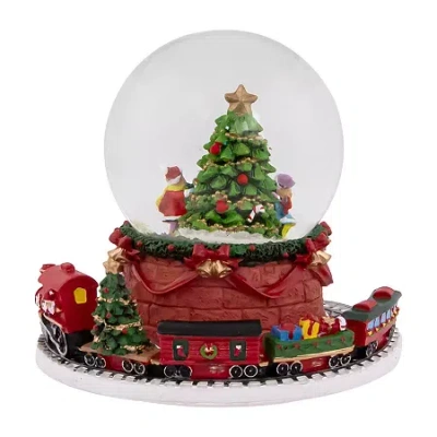 Northlight 6.5in Christmas Tree With Revolving Train Musical Santa Christmas Snow Globe In Multi