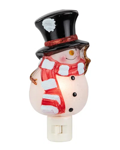 Northlight 6.5in White & Red Snowman In Black Top Hat Christmas Lights