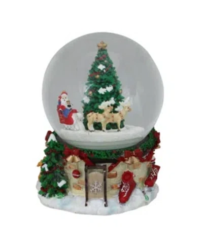 Northlight 6.75" Musical And Animated Santa On Sleigh Rotating Christmas Snow Globe In White
