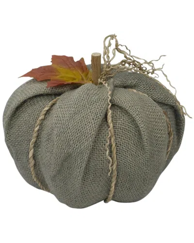 Northlight 6.75in Burlap Autumn Harvest Table Top Pumpkin Decoration In Green