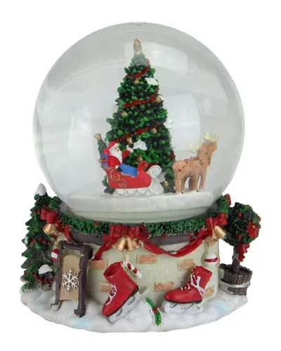 Northlight 6.75in Musical & Animated Santa On Sleigh Rotating Christmas Water Globe