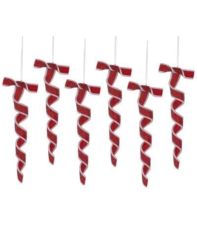 Northlight 6ct Frosted Candy Twist Christmas Ornaments In Red