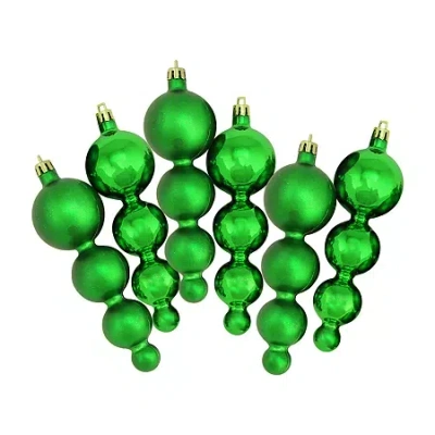 Northlight 6ct Green Shiny And Matte Shatterproof 2-finish Christmas Ornaments 5.75'' (146mm)