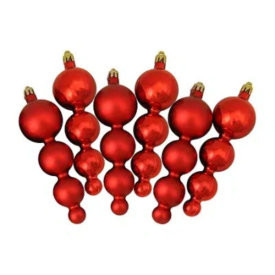 Northlight 6ct Red Hot Shatterproof 2-finish Christmas Ornaments 5.75"