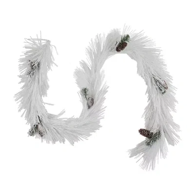 Northlight 6ft Flocked Artificial With Pine Cones Flocked Christmas Indoor Garland In White