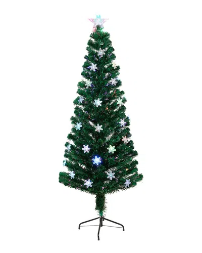Northlight 6ft Led Color-changing Snowflake Fiber Optic Artificial Christmas  Tree - Multicolor Ligh In Green