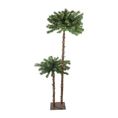 Northlight 6ft Lighted Tropical Artificial Palm 6 Foot Pre-lit Tropical Christmas Tree In Green