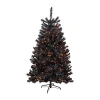 Northlight 6ft Pre-lit Black Noble Spruce Artificial Halloween Tree Orange Lights In Black
