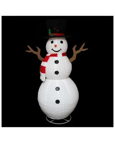 Northlight 6ft Pre-lit Chenille Swirl Large Snowman With Top Hat Christmas Outdoor Decoration In White