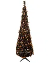 Northlight 6ft Pre-lit Pop Up Jack O'lantern Artificial Halloween Tree In Green