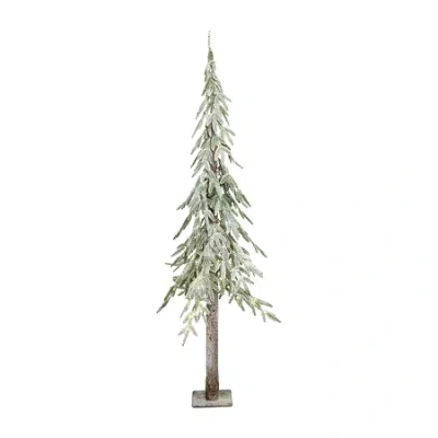 Northlight 6ft Prelit Alpine Flocked Artificial 6 Foot Pine Christmas Tree In Green
