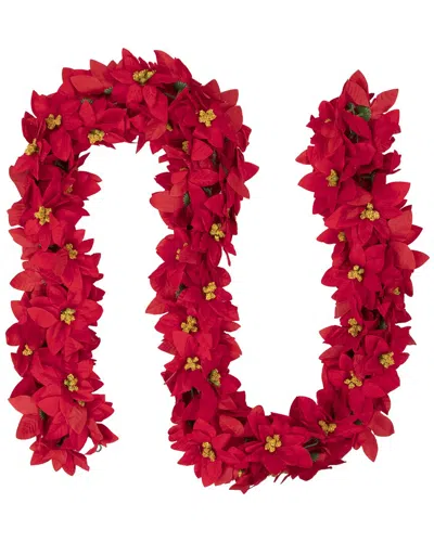 Northlight 6ft X 3in Red Artificial Poinsettia Floral Christmas Garland