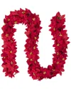 Northlight 6ft X 3in Red Artificial Poinsettia Floral Christmas Garland In Red