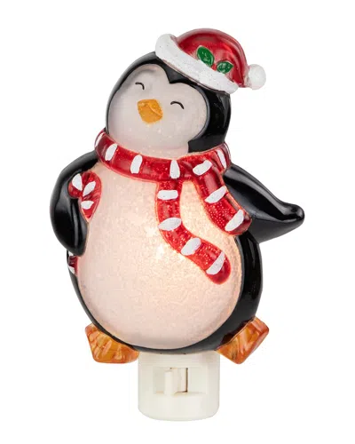 Northlight 6in Black & Red Happy Penguin In Santa Hat Christmas Night Light