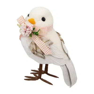 Northlight 7" Beige Plush Bird With Gingham Bow Easter Figurine In Neutral