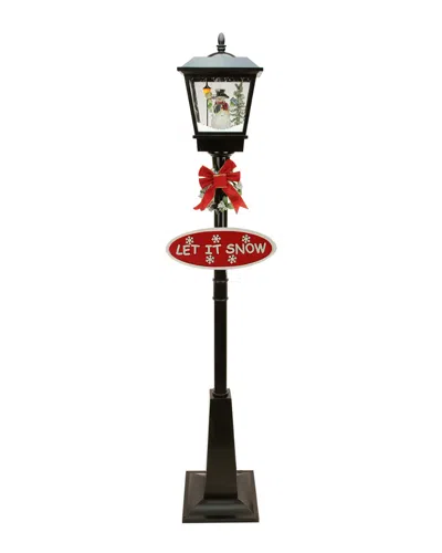 Northlight 70.75in Black Lighted Musical Snowman Vertical Snowing Christmas Street Lamp