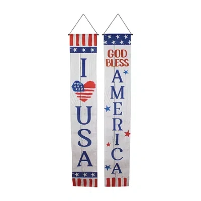 Northlight 71in Set Of 2 Stars And Stripes "i Heart Usa" And "god Bless America" 2-pc. Wall Sign In White