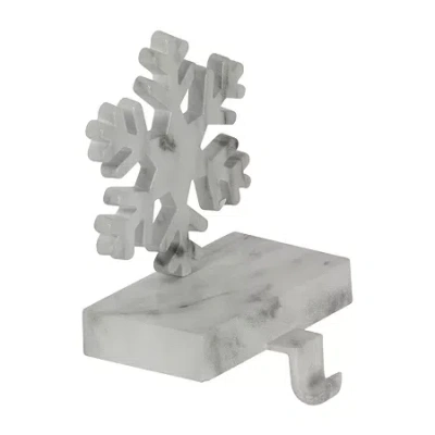 Northlight 7.25in White And Black Marbled Snowflake Christmas Stocking Holder