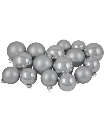 Northlight 72ct Silver Shiny And Matte Christmas Glass Ball Ornaments 4in  (100mm) In Gray