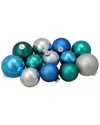 Shop Northlight 72ct Turquoise Blue And Silver 2-finish Glass Christmas Ball Ornaments 4in (100mm)