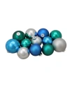 Northlight 72ct Turquoise Blue And Silver Shiny And Matte Glass Ball Christmas Ornaments 3.25-4" In Blue