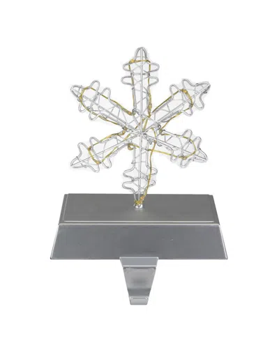 Northlight 7.5" Led Lighted Wired Snowflake Christmas Stocking Holder In Silver-tone