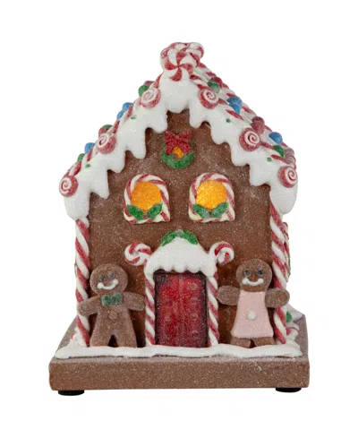 Northlight 7.5" Pre-lit Led Gingerbread Candy House Christmas Decoration In Brown