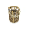 Northlight 7.5'' Rustic Chic Cylinderical Rattan Decorative Candle Holder Lantern With Jute Handle In Brown