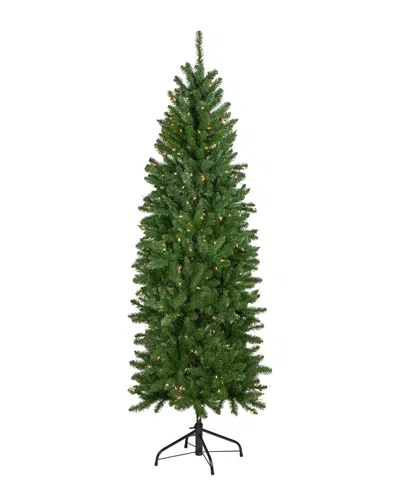 Northlight 7.5ft Pre-lit Pencil White River Fir Artificial Christmas Tree In Green