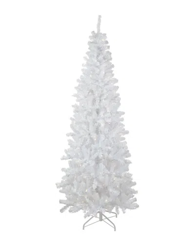 Northlight 7.5ft Pre-lit Pencil White Georgian Pine Artificial Christmas Tree  - Warm White Led Ligh