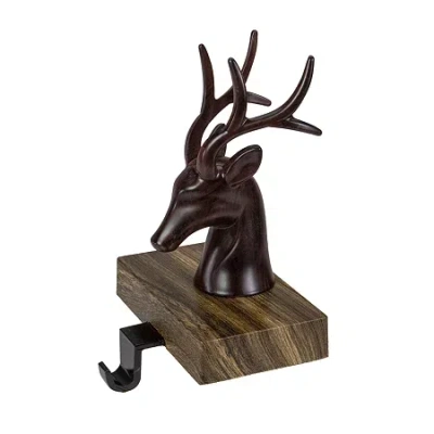 Northlight 7.5in Brown Marbled Buck Deer Head Christmas Stocking Holder In Black