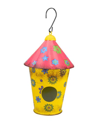 Northlight 7.75in Metal Birdhouse With Flowers In Yellow