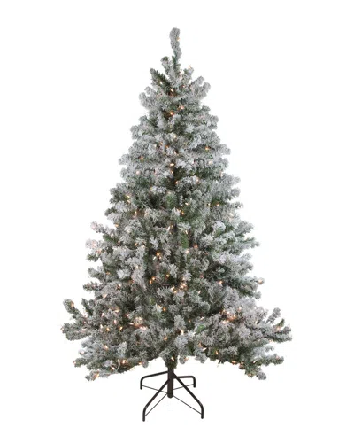 Northlight 7ft Pre-lit Flocked Balsam Pine Artificial Christmas Tree - Clear  Lights In Green