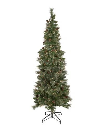 Northlight 7ft Pre-lit Pencil Yorkshire Pine Glittered Artificial Christmas  Tree - Clear Lights In Green