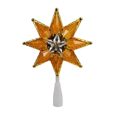 Northlight 8'' Amber Mosaic Star Christmas Tree Topper - Clear Lights In Orange