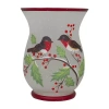 Northlight 8" Hand Painted Finches And Pine Glass Candle Holder In White