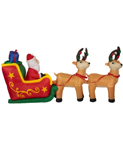 Northlight 8' Inflatable Santa's Sleigh And Reindeer Outdoor Christmas Decoration In Red
