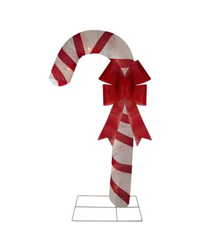 Northlight 8" Pre-lit Striped Candy Cane With Bow Christmas Outdoor Commercial Decoration In Red