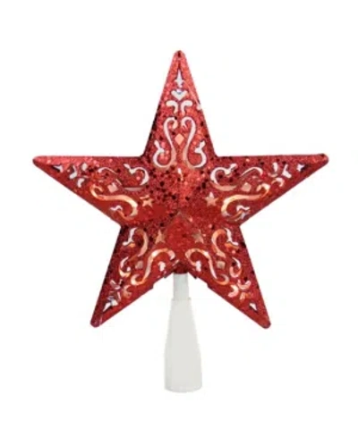 Northlight 8.5" Red Glitter Star Cut-out Design Christmas Tree Topper