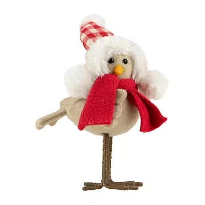 Northlight 8.5'' Right Facing Standing Bird With Red Scarf And Plaid Hat Christmas Figure In Multi