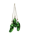 Northlight 8.5" Shiny Green Pickle Cluster Trio Glass Christmas Ornament In Green