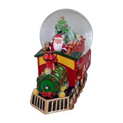 Northlight 8.5in Green And Red Christmas Train Santa Christmas Snow Globe In Multi