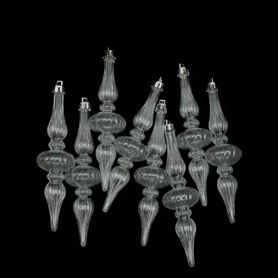 Northlight 8ct Transparent Shatterproof Christmas Finial Ornaments 5" In Multi