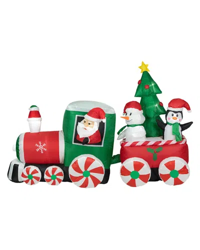 Northlight 8ft Inflatable Train With Santa And Friends Outdoor Christmas  Decoration In Red
