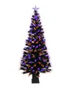 Northlight 8-function Fiber Optic Artificial Pine Potted Halloween Tree In Blue